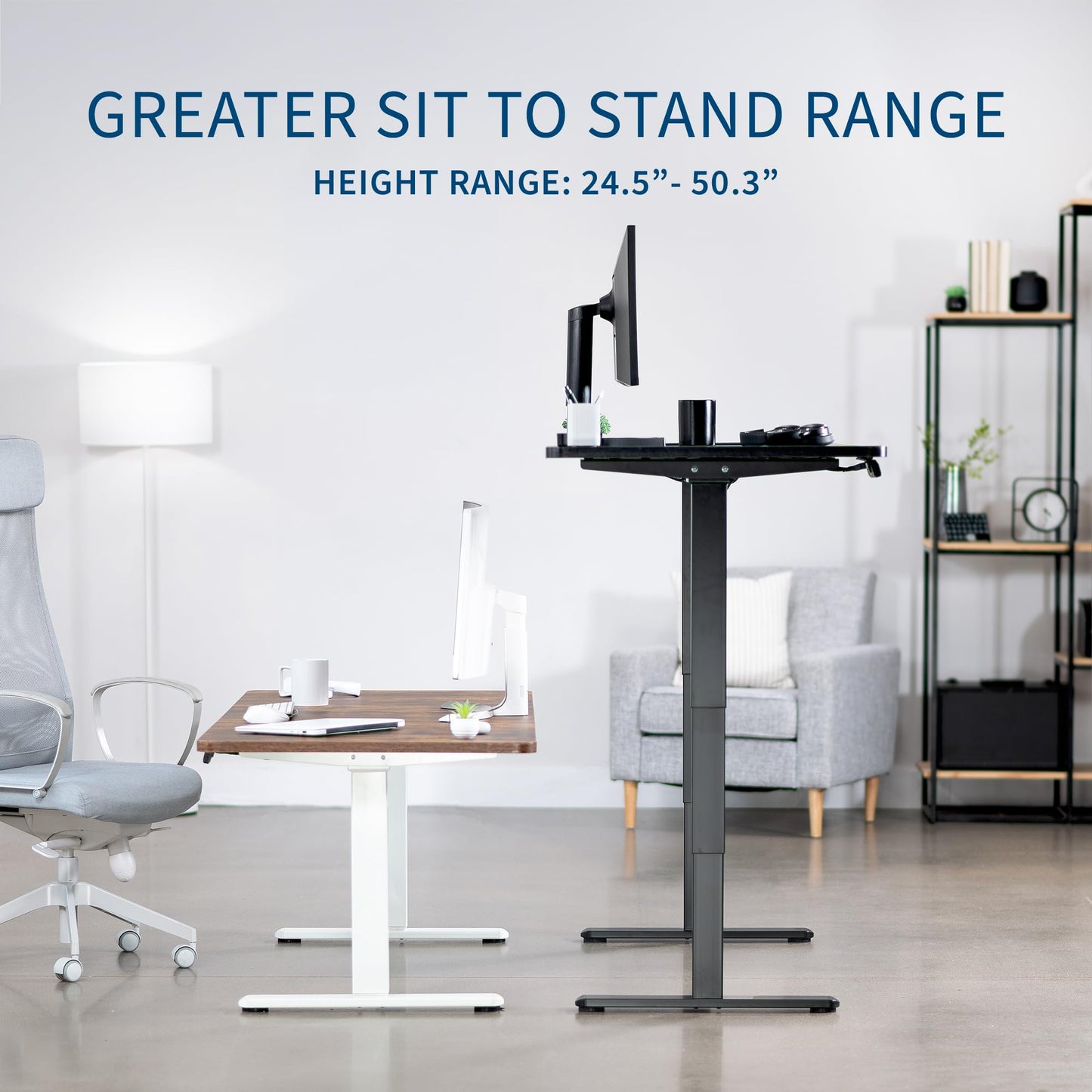 VIVO Electric 55 x 28 in Dual Motor Sit Stand Desk, Memory Height Adjustment, 2B Series, Black Top Black Frame, DESK-KIT-2B55B
