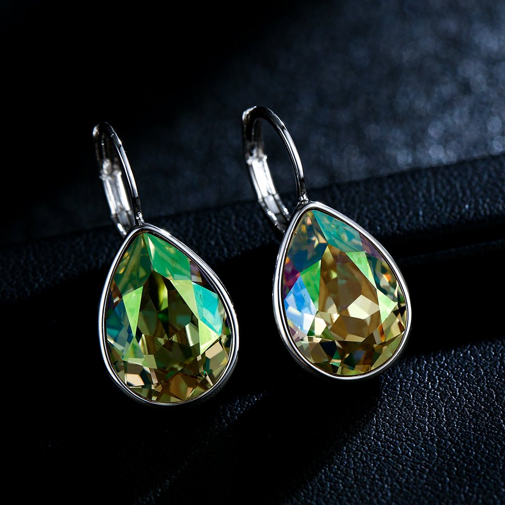 Xuping Jewelry Fashion Huggies Crystal Earring for Women (Apple Green)