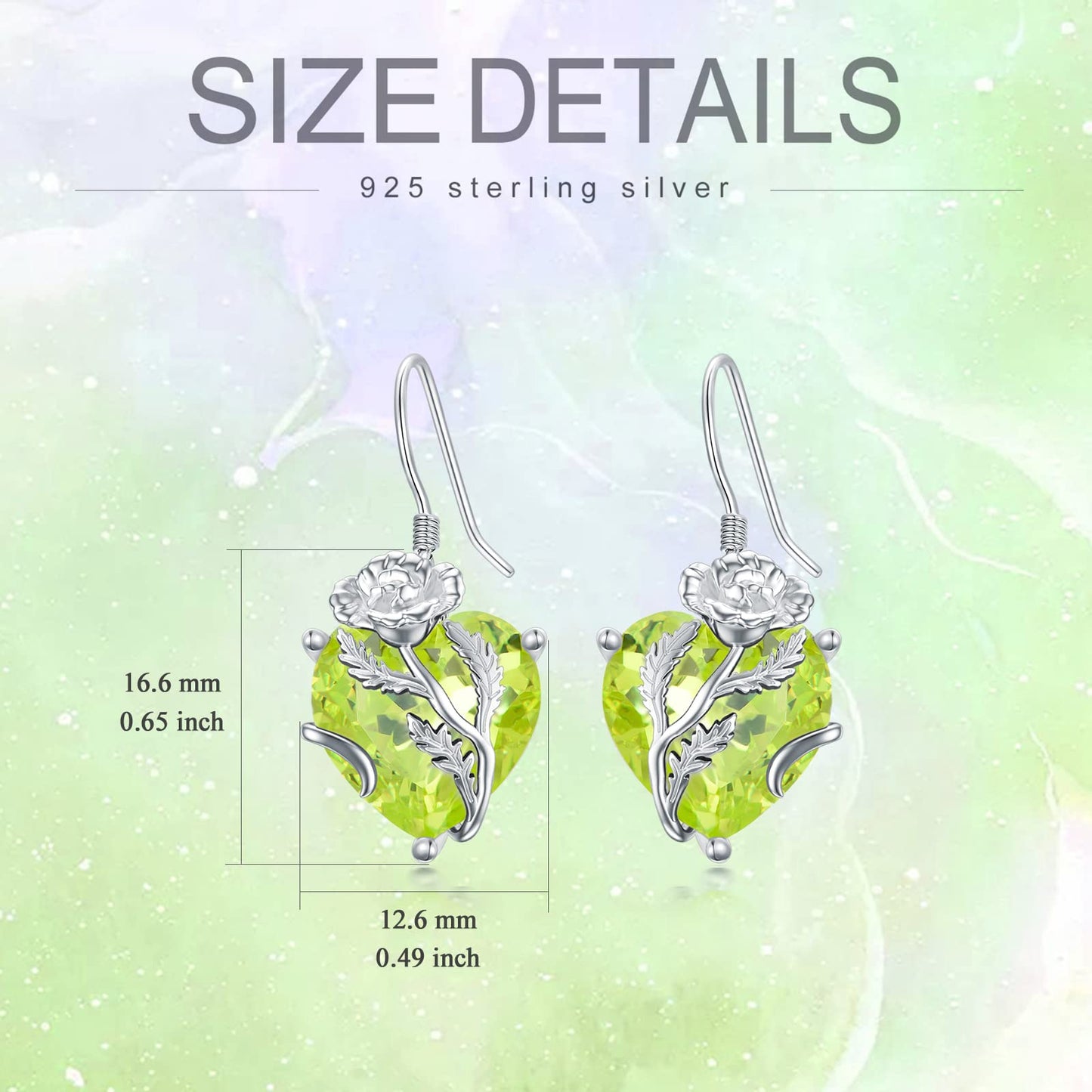 TOUPOP Peridot August Birthstone Earrings 925 Sterling Silver August Birth Flower Poppy Earrings Jewelry Birthday Mothers Day Gifts for Women Mom Her