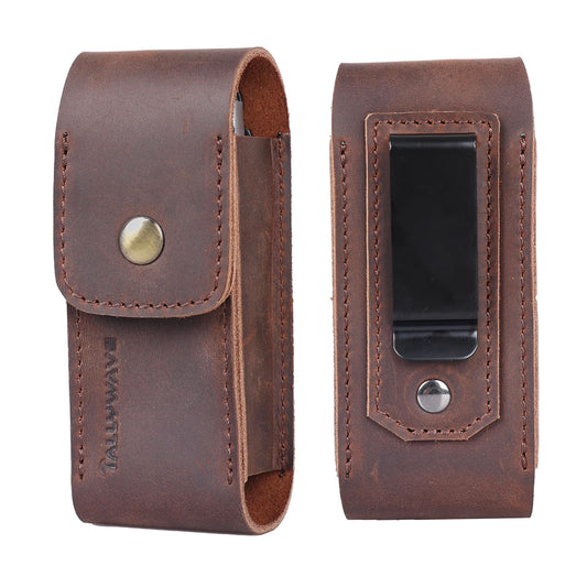 Tallywave Leather Multitool Sheath - Belt Clip Leather Multitool Holster - EDC Belt Organizer Multitool Pouch for Belt - Magnetic Closure Multitool Case, Darkbrown