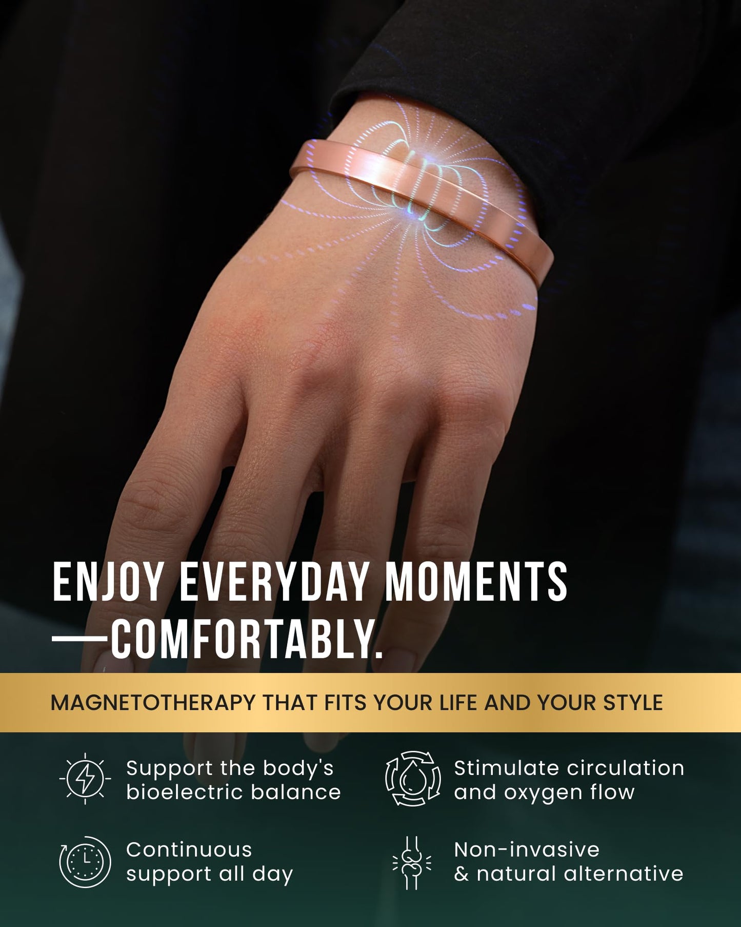 MagnetRX® Magnetic Copper Bracelet Cuff – Elegant Pure Copper Bangle – Unisex Magnetic Bracelets for Men & Women (Small)