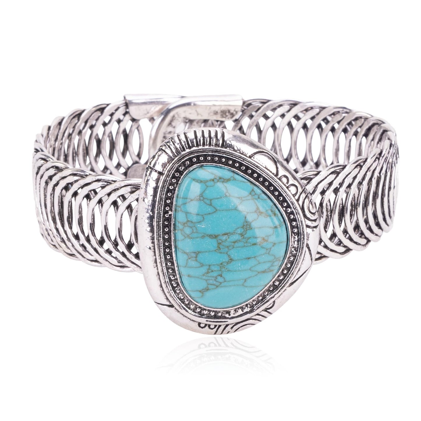 Montana West Rustic Couture's Jewelry Western Turquoise Cuff Bangle Bracelets Bohemian Vintage Elastic Bracelet for Women Cowgirl RCW-1006TQ