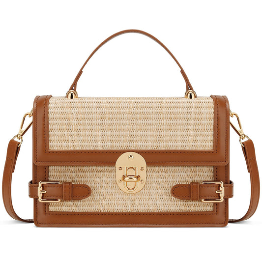 KKXIU Straw Purses for Women – Summer Beach Shoulder Purse & Clutch Handbag, Woven Crossbody Bags for Women, Brown