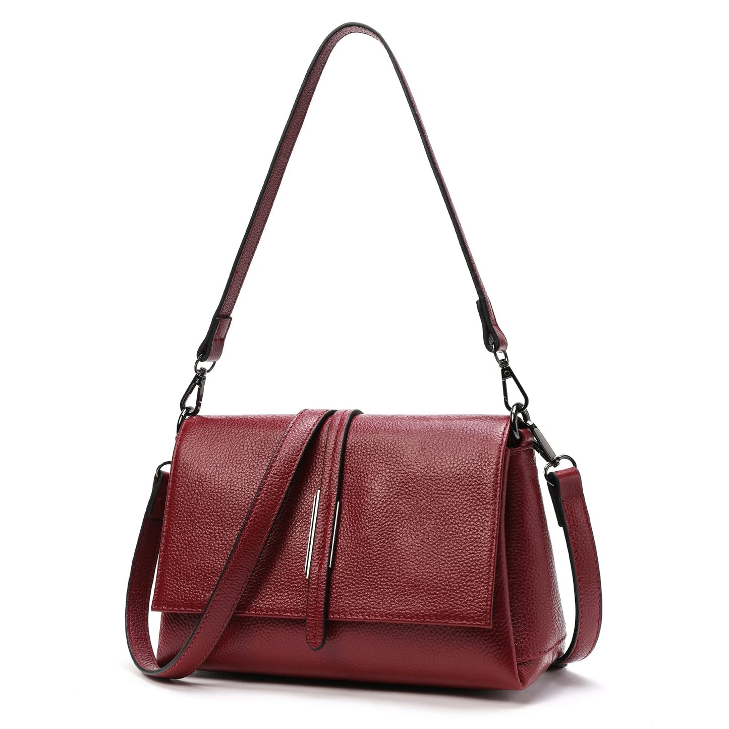 SHESTORY Women Genuine Leather Shoulder Bags Classic Crossbody Purses for Lady Handbag (Wine)
