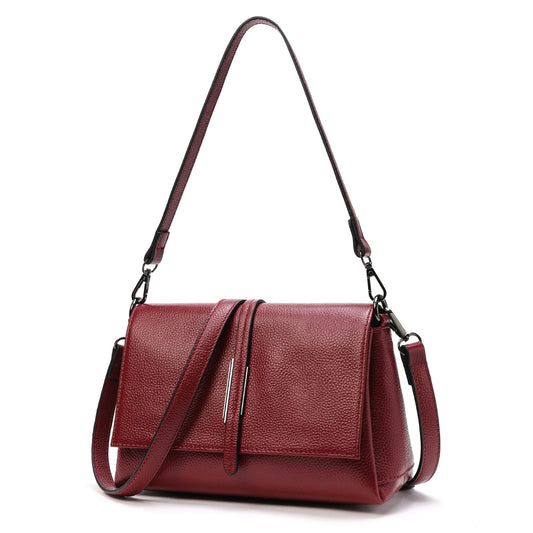 SHESTORY Women Genuine Leather Shoulder Bags Classic Crossbody Purses for Lady Handbag (Wine)