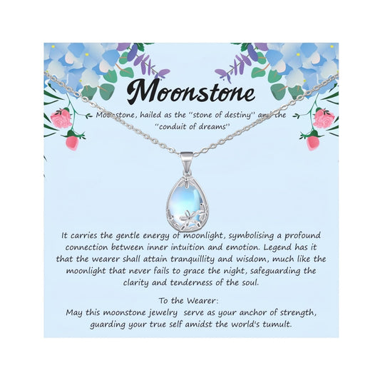 PUPILLEMON 925 Sterling Silver Moonstone Necklace for women, Moon Stone Daisy Filigree Pendant Necklaces With an Elegant Card,Moonstone Jewelry Gift for Women