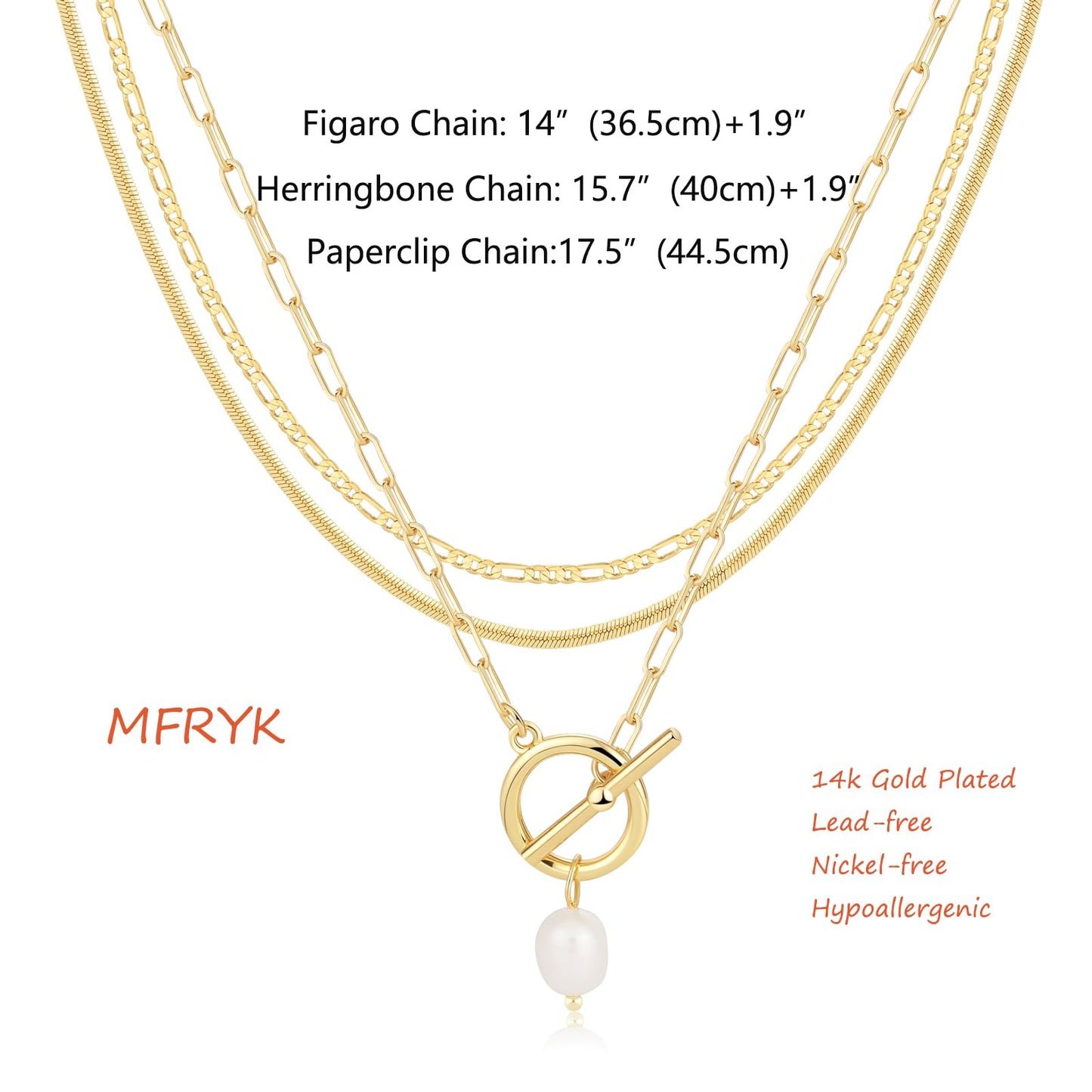 MFRYK Gold Necklaces Stack For Women,14K Gold Plated Simple Layered Choker Necklaces,Stackable Multilayer Gold Small Square Pendant Box Paperclip Chain Layered Necklaces Set Jewelry Gift for Women