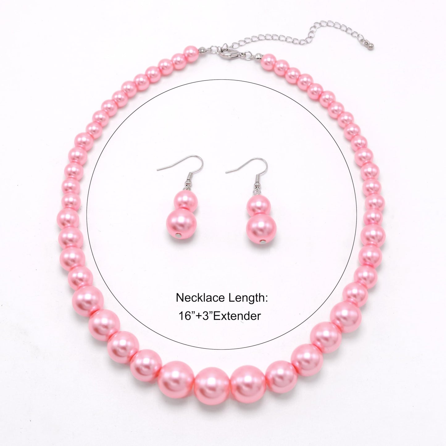 Cryshimmer Pink Pearl Choker Necklace for Women Faux Pearl Beads Necklace Earring Set Costume Jewelry