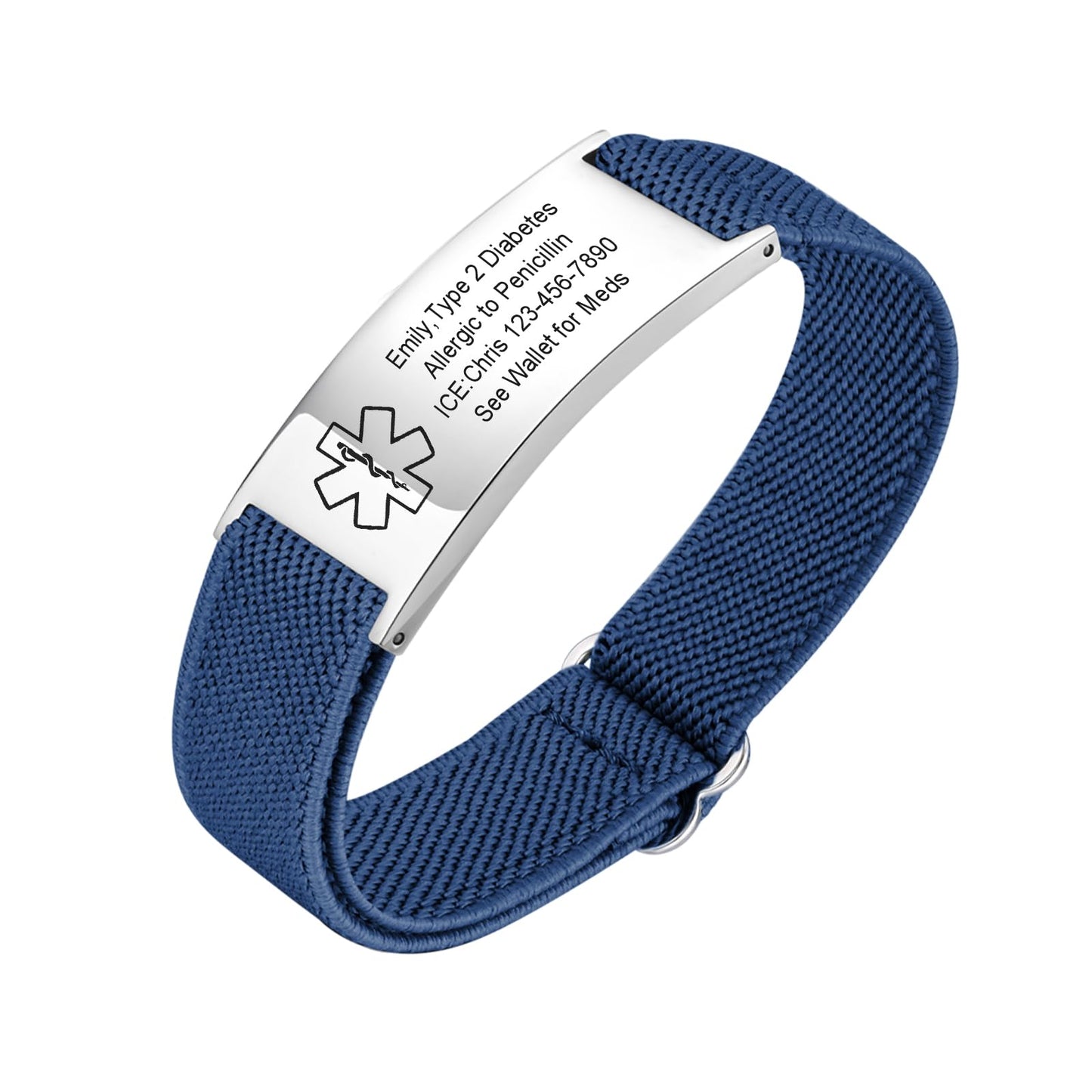 VNOX Medical Alert Bracelets for Men & Women with Free Engraving Adjustable Stainless Steel Mesh Emergency Medical ID Bracelets Wristband