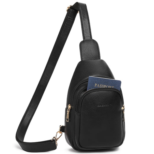 GAEKEAO Sling Bag for Women Small Cross Body Fanny Packs Trendy Chest Bag for Travel, Vegan Leather with Adjustable Strap