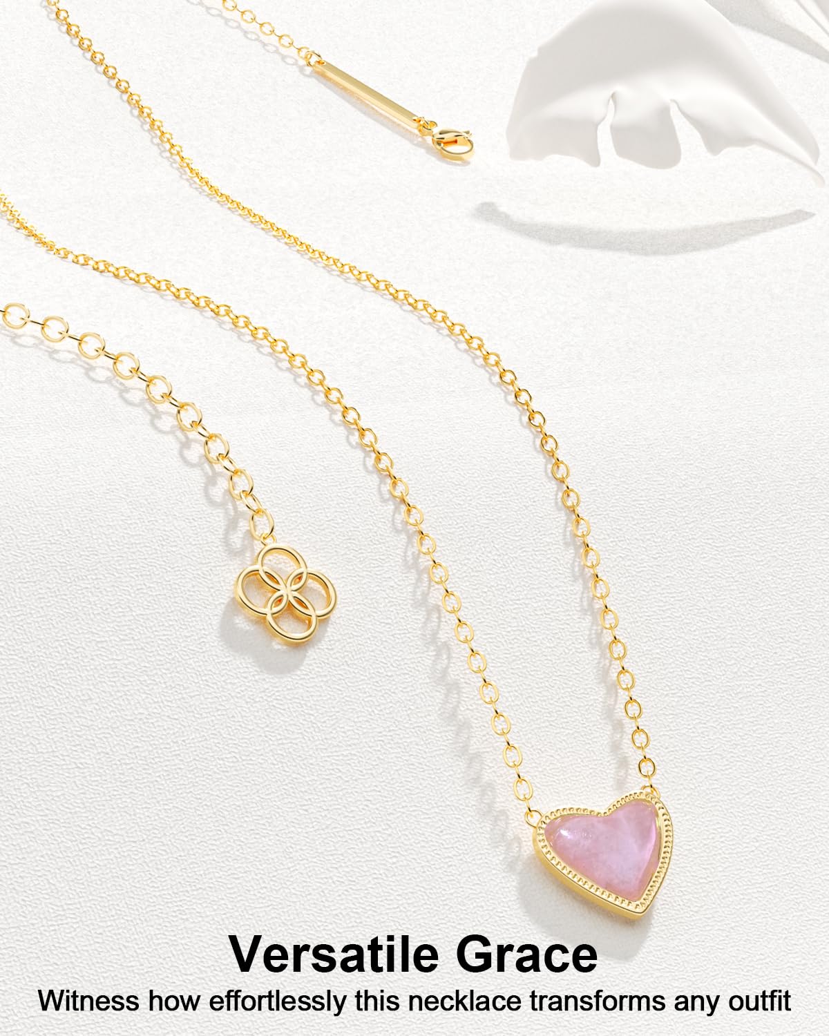 AICase 18K Gold Plated Heart Pendant Necklace for Women,Fashion Dainty Simple Adjustable Length Jewelry,Anniversary Birthday Gifts for Women/MoM/Sister/Friends/Her/Wife/Grandma/Coworker_Pink