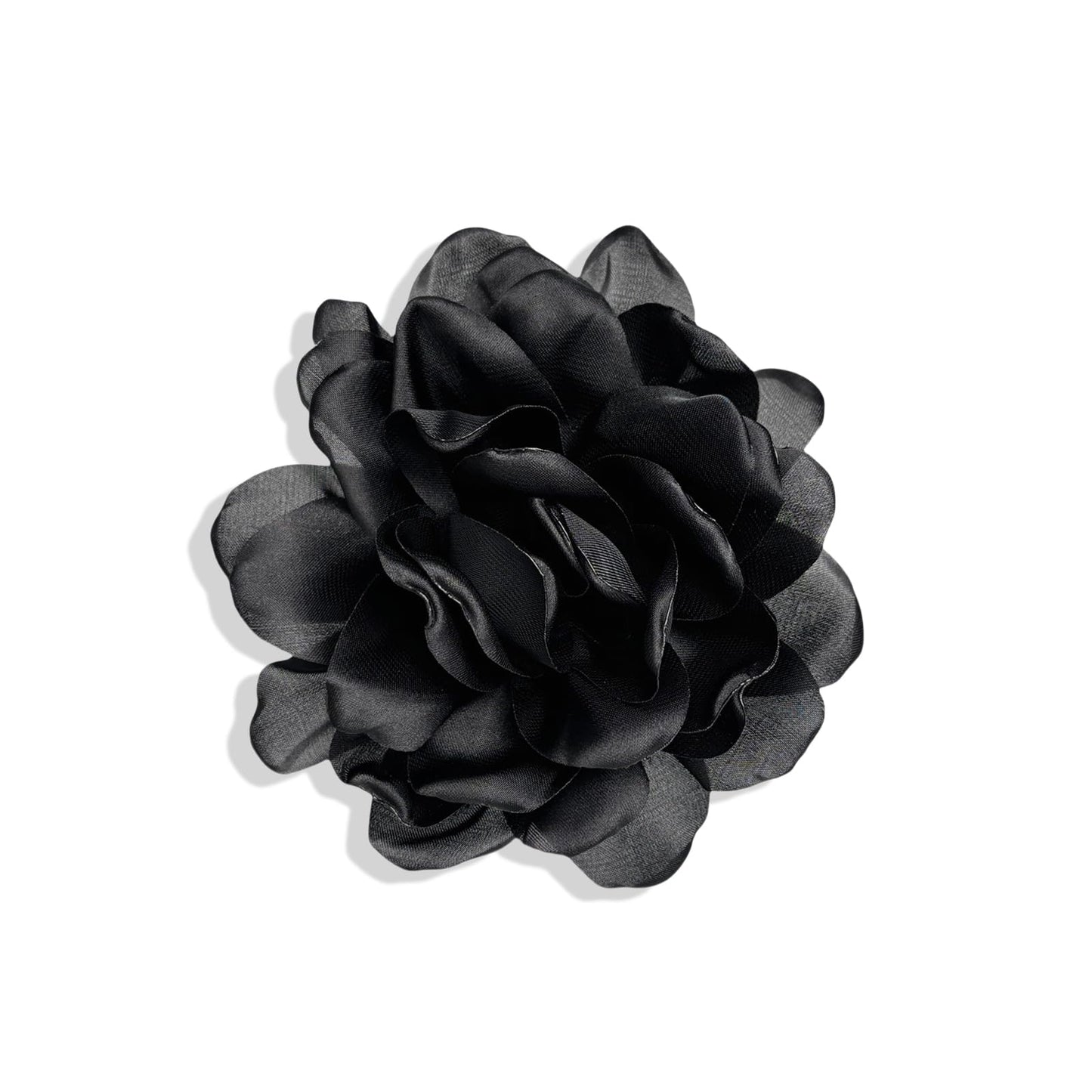Elegant Large Cloth Flower Brooches Big Camellia Flower Pin for Women Dainty Cloth Fabric Rose Brooches Dress Skirt Scarf Hat Pins Clothing Decoration Accessories (Black)