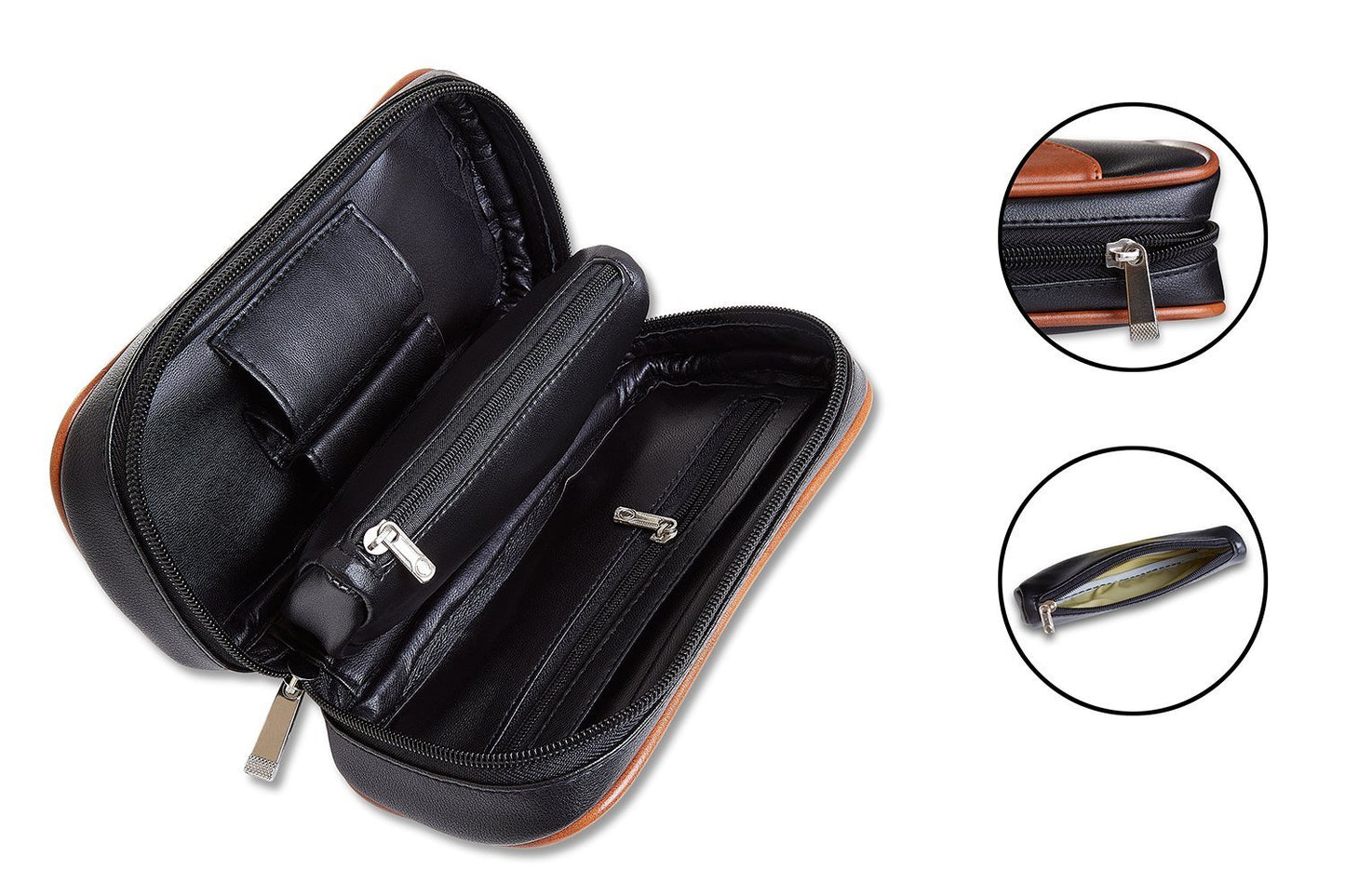 Free Boy PU Leather Tobacco Pipe Pouch,Wooden Smoking Pipe Pouch/Bag Holder 2 Pipes and other Accessories(Does not Contain Pipe and Accessories)