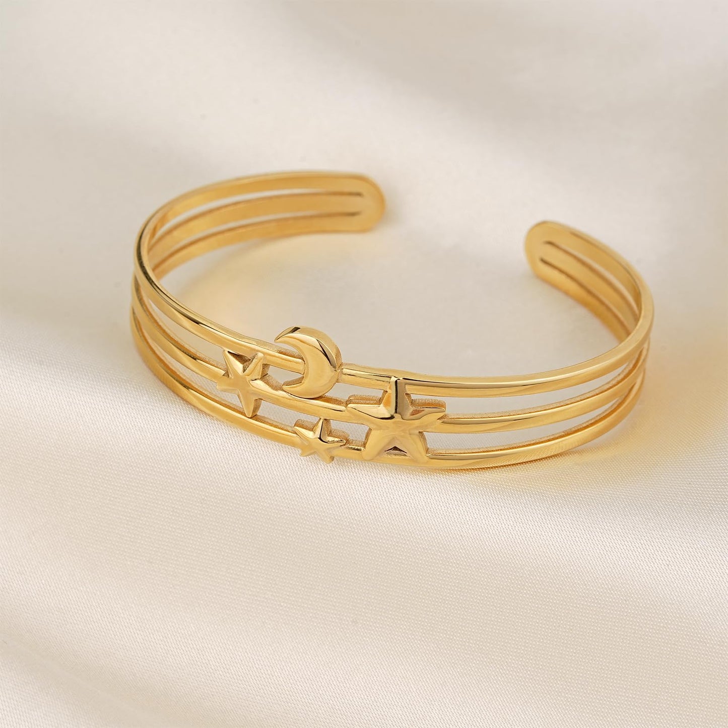 TaYolnFaSo 18K Real Gold Plated Open Cuff Bangle Bracelet for Women Adjustable Chunky Gold Bracelet Personalized Wide Wrist Cuff Bangle Bracelet Jewelry Gift for Women