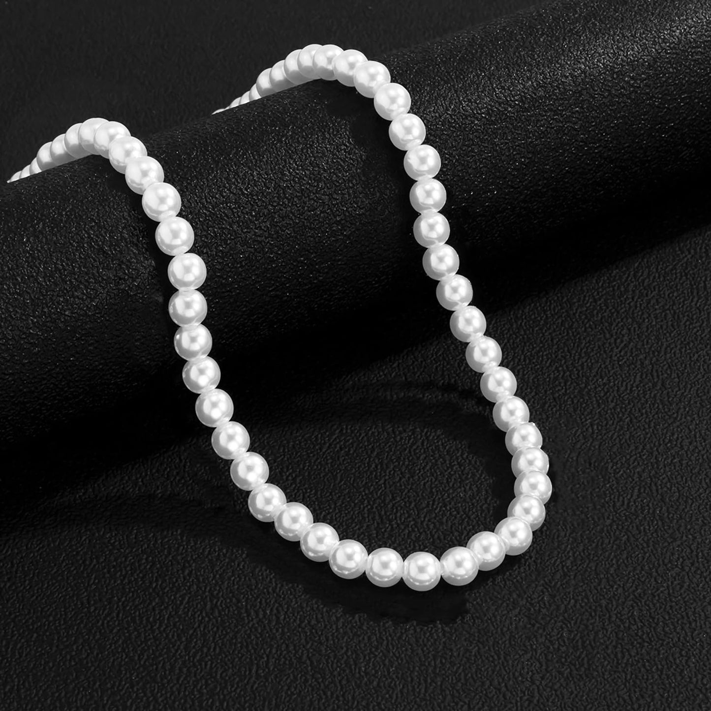 MJartoria Pearl Necklace for Men, 16''-24'' Pearl Necklaces for Women, 6/8mm White Pearl Choker Necklace Trendy Jewelry Gifts for Women Men (16 inches, 8mm)