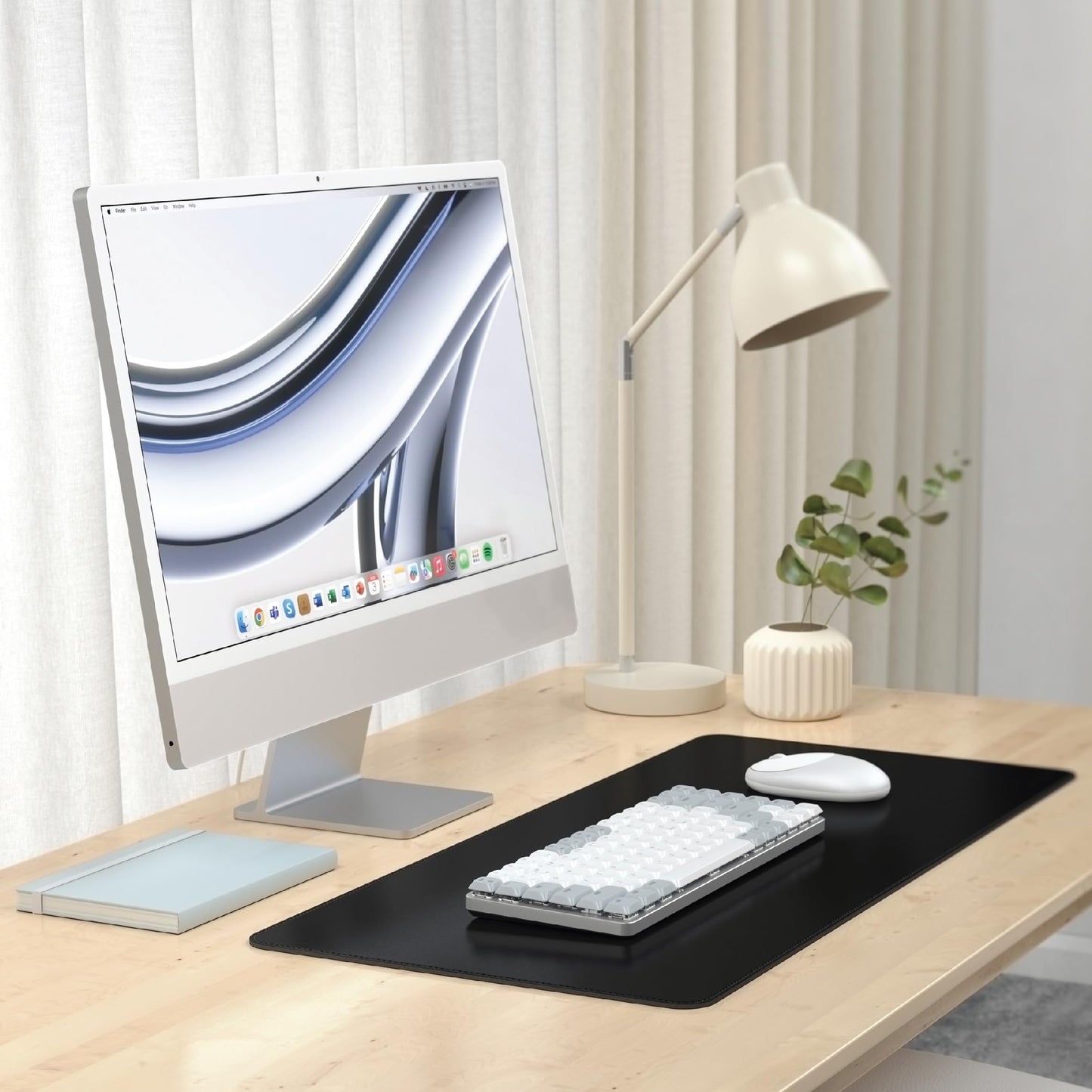 Satechi Vegan Leather Desk Mat, Large Mouse Pad Scratch and Water Resistant, Easy to Clean, Desk Pad for Office and Home, 26.8” x 12.4” x 0.1” - Black