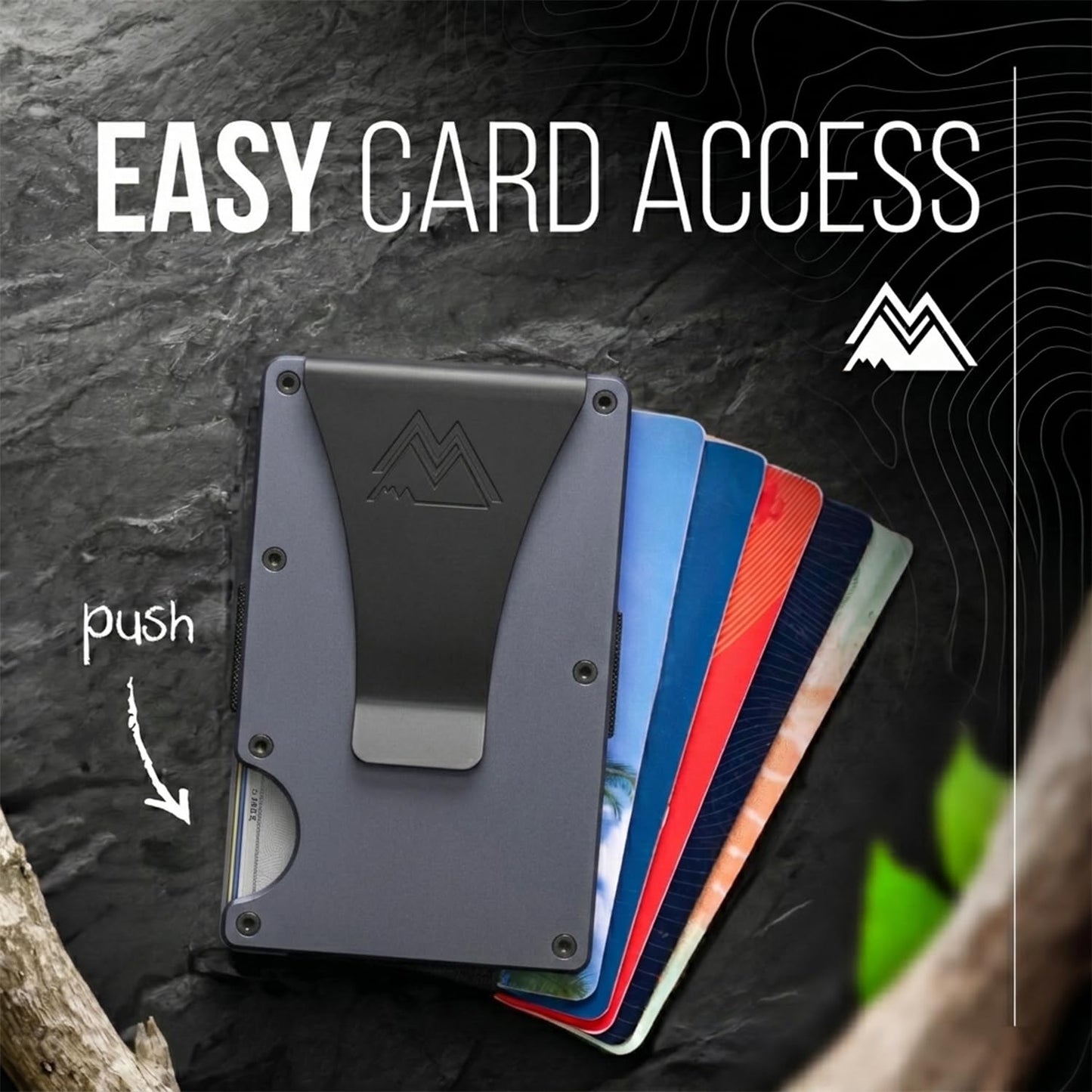 Mountain Voyage Co Minimalist Wallet for Men & Women - Slim RFID Wallet, Scratch Resistant, Credit Card Holder & Money Clip, Easily Removable Money & Cards, (Gunmetal Titanium)