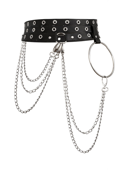 Sacina Black PU leather Waist Harness Belt, Emo Punk Grunge Goth Belt, Gothic Punk Accessories