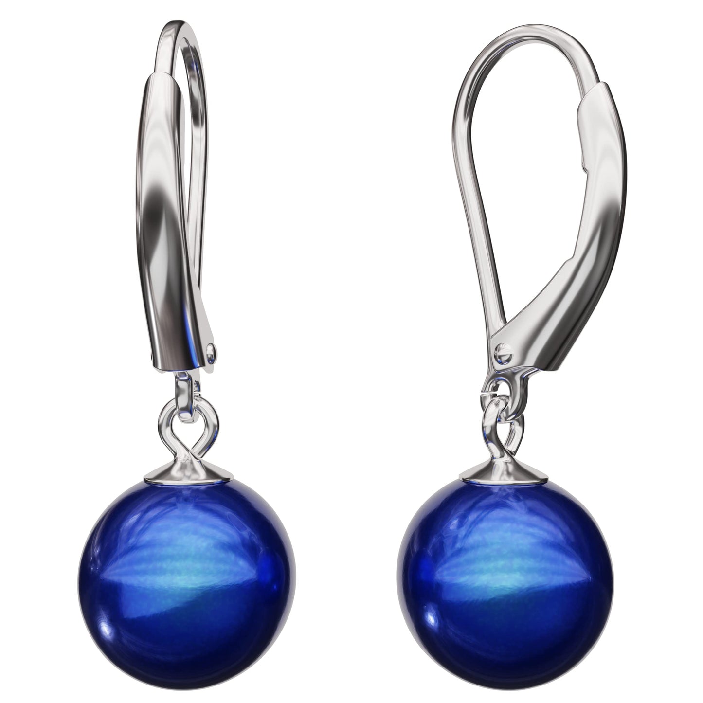 Lova Jewelry Pearl Drop Earrings Leverback Hoop Earrings for Women (Cobalt)