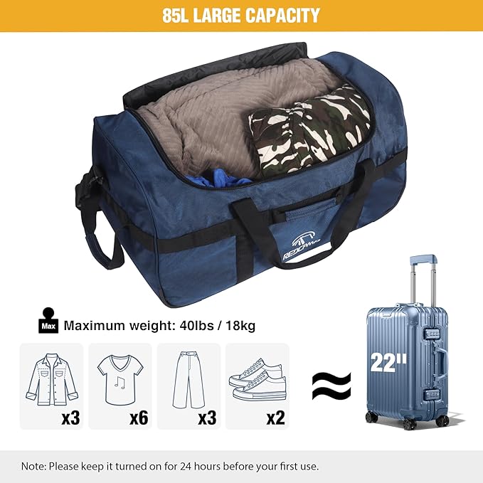 REDCAMP 85L/120L/140L Foldable Duffle Bag with Wheels, Large Travel Duffel Bag
