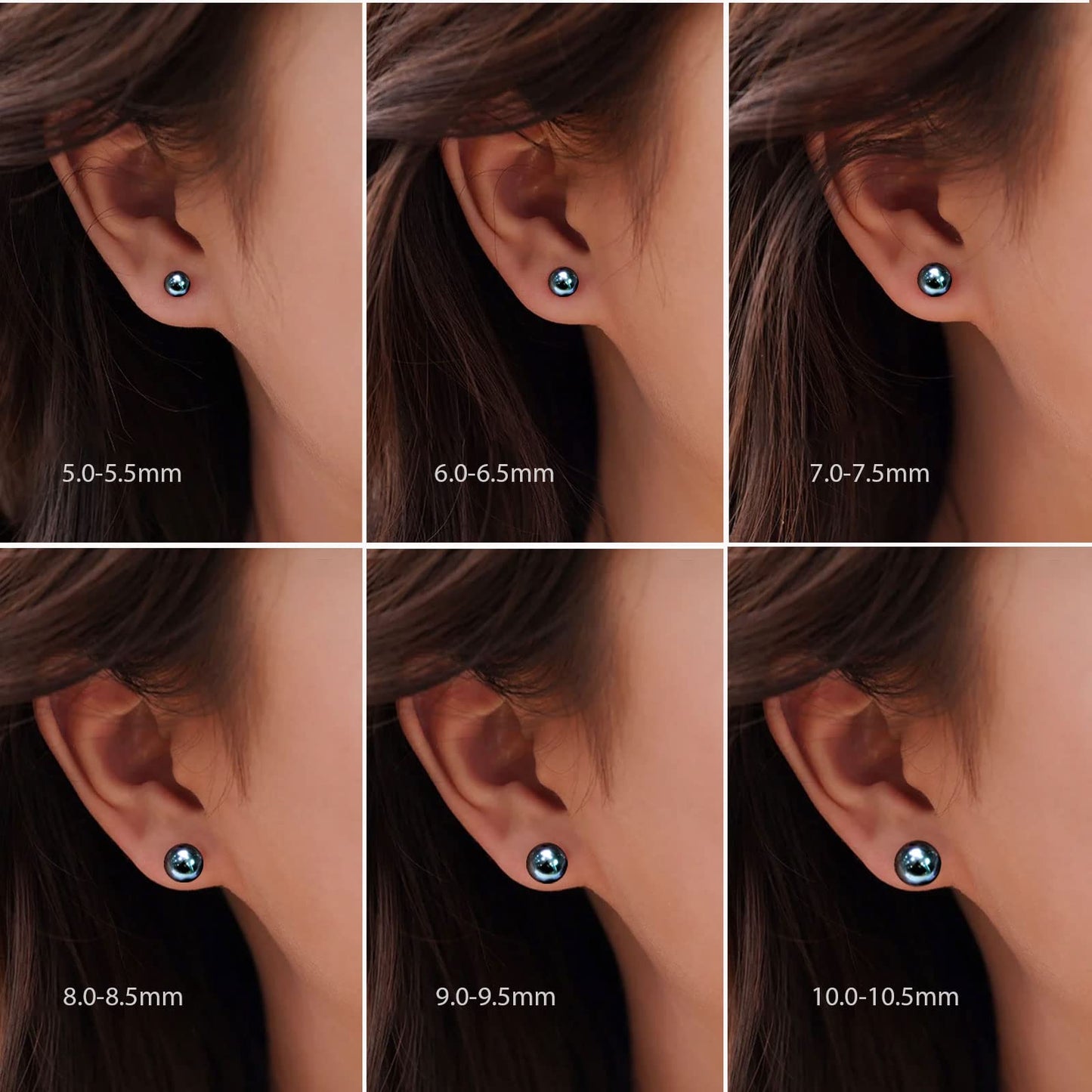 YAMI Pearl Earrings for Women, 925 Sterling Silver Hypoallergenic Stud, Saltwater Cultured Black Pearl, Classic & Elegant Jewelry Gifts for Her, 9-9.5MM