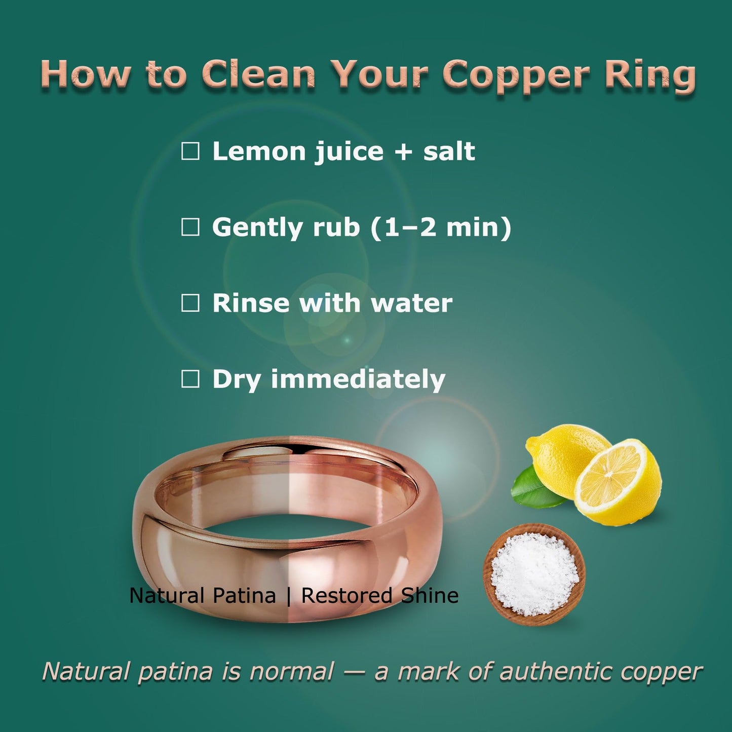 IVY & BAUBLE Pure Uncoated Solid Copper Ring for Men & Women — Lab-Tested, Raw Authentic Copper Band, Wellness Jewelry, Crafted in USA, 6mm, Size 9
