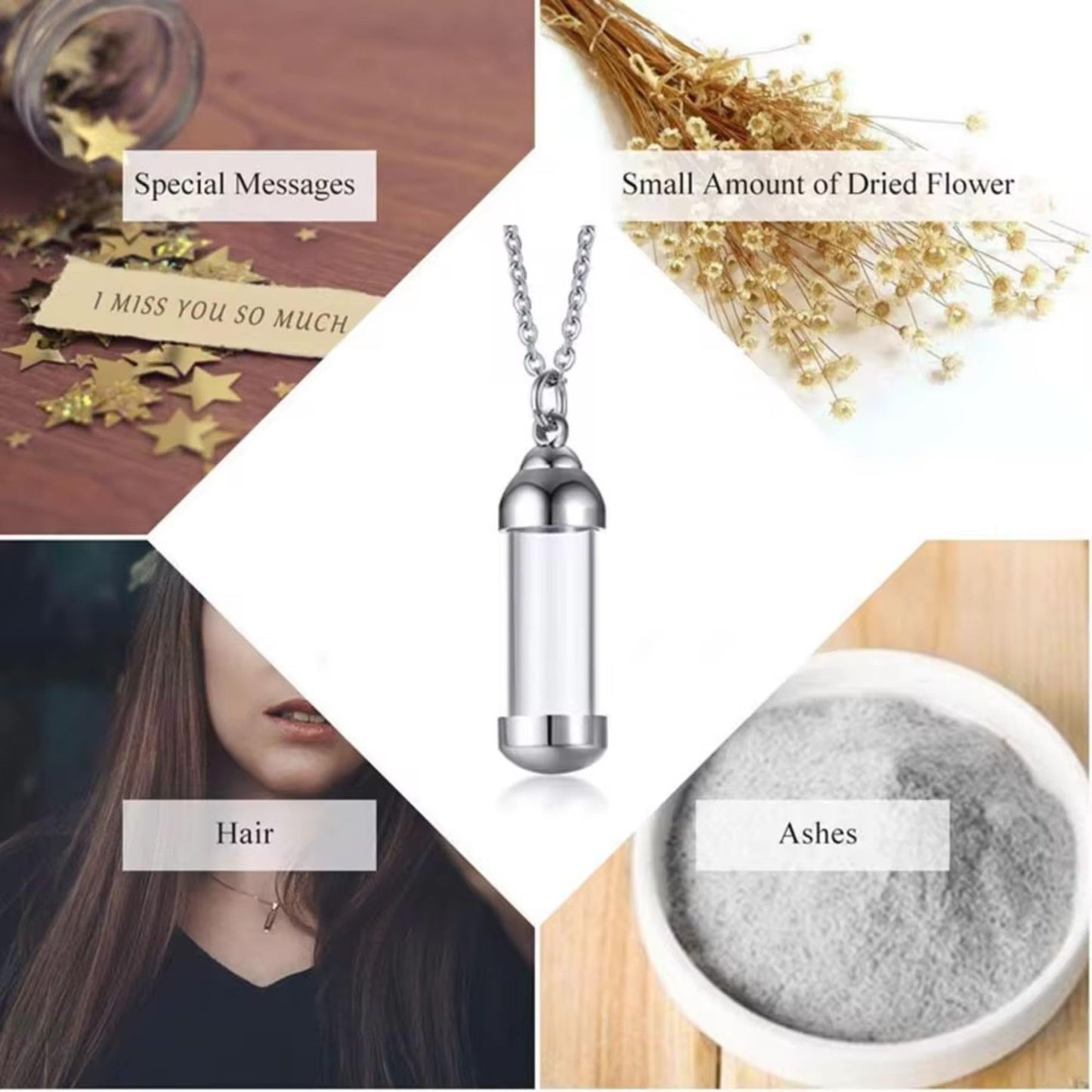 925 Sterling Silver Blood Vial Necklace For Women and Men - Glass Vial Pendant Necklace Perfume Bottle Necklace - Water Container Vial Jar Necklaces For Liquid Oil Diffuser Vial Jewelry