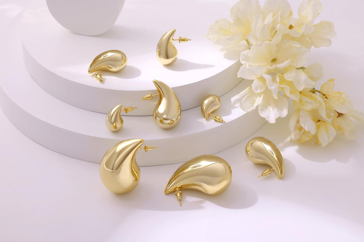 Gacimy 14K Gold Plated Teardrop Earrings Dupes for Women, Chunky Drop Earrings for Women with 925 Sterling Silver Post, 1.2Inches