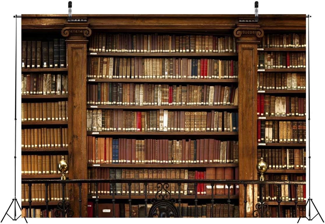 BELECO 8x6ft L-0003 Fabric Vintage Bookshelf Backdrop Books Antique Book Racks Old Library Phtography Backdrop