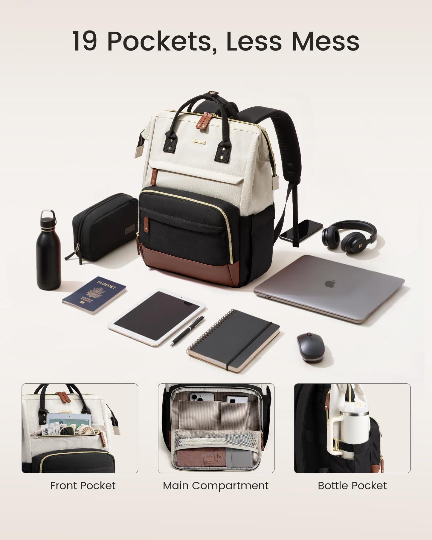 LOVEVOOK Laptop Backpack for Women, 15.6 Inch Work Business Backpacks Purse With Large Capacity, Waterproof Nurse Bag College Bookbag for School, Waterproof Casual Daypack for Travel