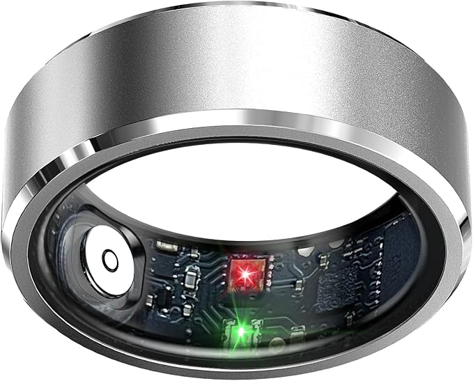 Smart Ring Health Tracker, Sleep Tracker Ring with Heart Rate, Waterproof Fitness Ring for Activity Monitoring/Steps/Distance/Calories,Air Gestures,Up to 7-Day Battery,for iOS Android(Light Silver#11)