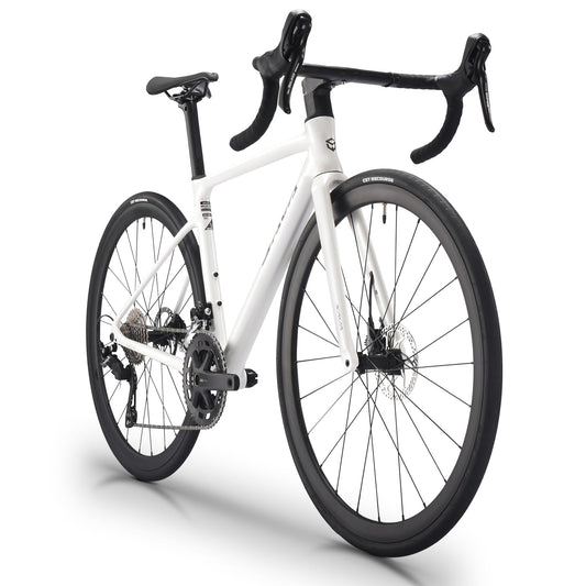 SAVADECK Carbon Fiber Lightweight Road Bike – Full Carbon Frame, Fork, Handlebar & Seatpost, Hydraulic Disc Brake with Shimano 105 R7100 24-Speed Drivetrain – Racing Bicycle for Adults(White,54cm)