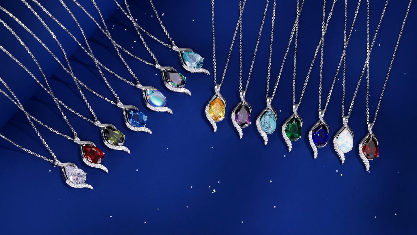 FANCIME June Birthstone Necklace for Women Teardrop Alexandrite Necklace S925 Sterling Silver Gentle Love Birthday Gifts for Mom Women, 16"+2" Inches
