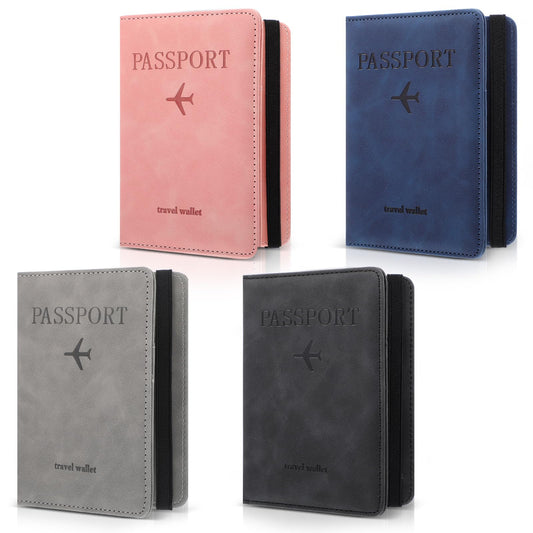 4 PCS Passport Holder Cover Combo Leather Passport Holder Combo with Vaccine Card Slot Passport Cover Passport Case Cover Protector PU Travel Documents Organizer for Women and Men Passport Wallet