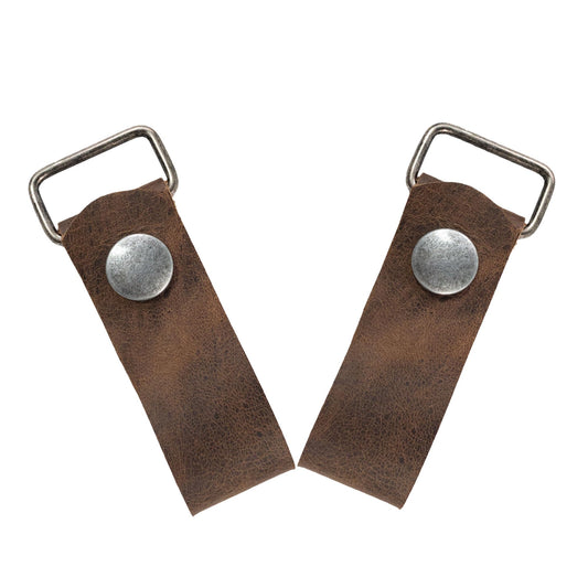 Hide & Groom, Set of 2 Suspender Loops Attachment for Men with Snap Closure, Heavy Duty, Wedding Accessories, Full Grain Leather, Handmade, Bourbon Brown