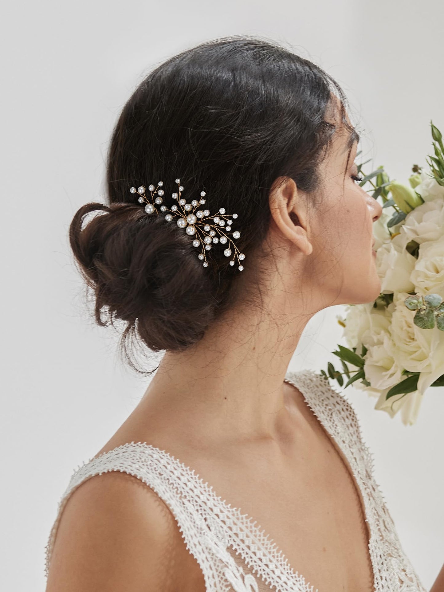 SWEETV 7 Pieces Bride Hair Accessories Pearl Wedding Hair Pins Leaf Bridal Hair Piece Vintage Hair Headpiece Leaf Hair Clips Jewelry for Women Bridesmaids Brides Flower Girls