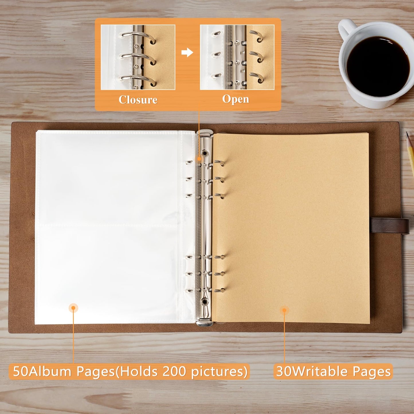 Photo Album 4x6 200 Photos, Genuine Leather Photo Albums with Writing Space with 30 Writing Paper, Travel Family Wedding Kids Graduation Baby Picture Album Scrapbook Photo Album (Dog) Labrador Gifts