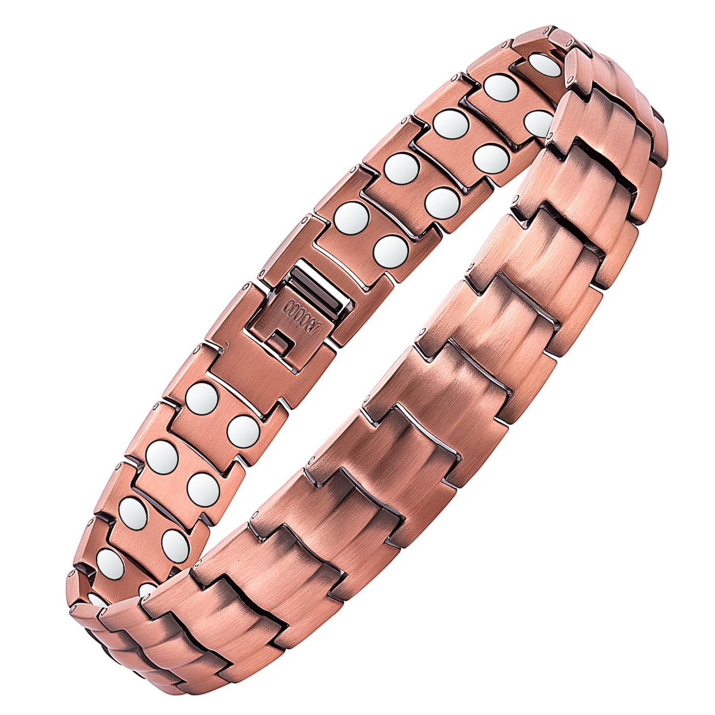 MagEnergy Mens Copper Magnetic Bracelets 9" Link Adjustable 99.9% Pure Copper with Double Raw 3500 Gauss Magnets Jewelry Gifts