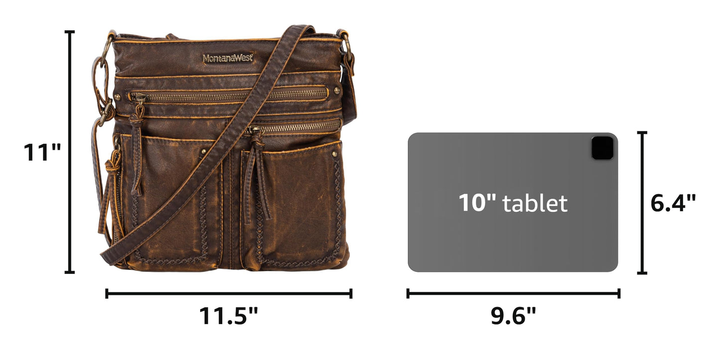 Montana West Crossbody Bags for Women Shoulder Purse and handbags Medium Multi Pocket Travel Bag,MWC-252BR