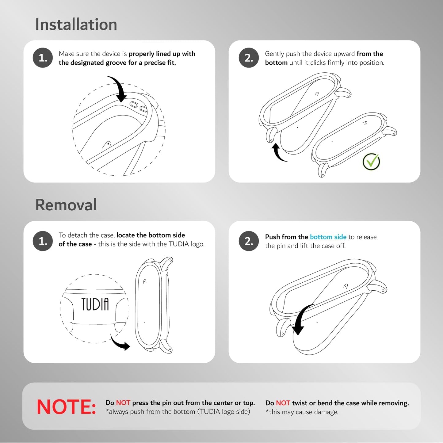 5.5"8.7" TUDIA Snap On PC Case with Adjustable Nylon Hook & Loop Wristband Compatible with PLAUD NotePin AI Voice