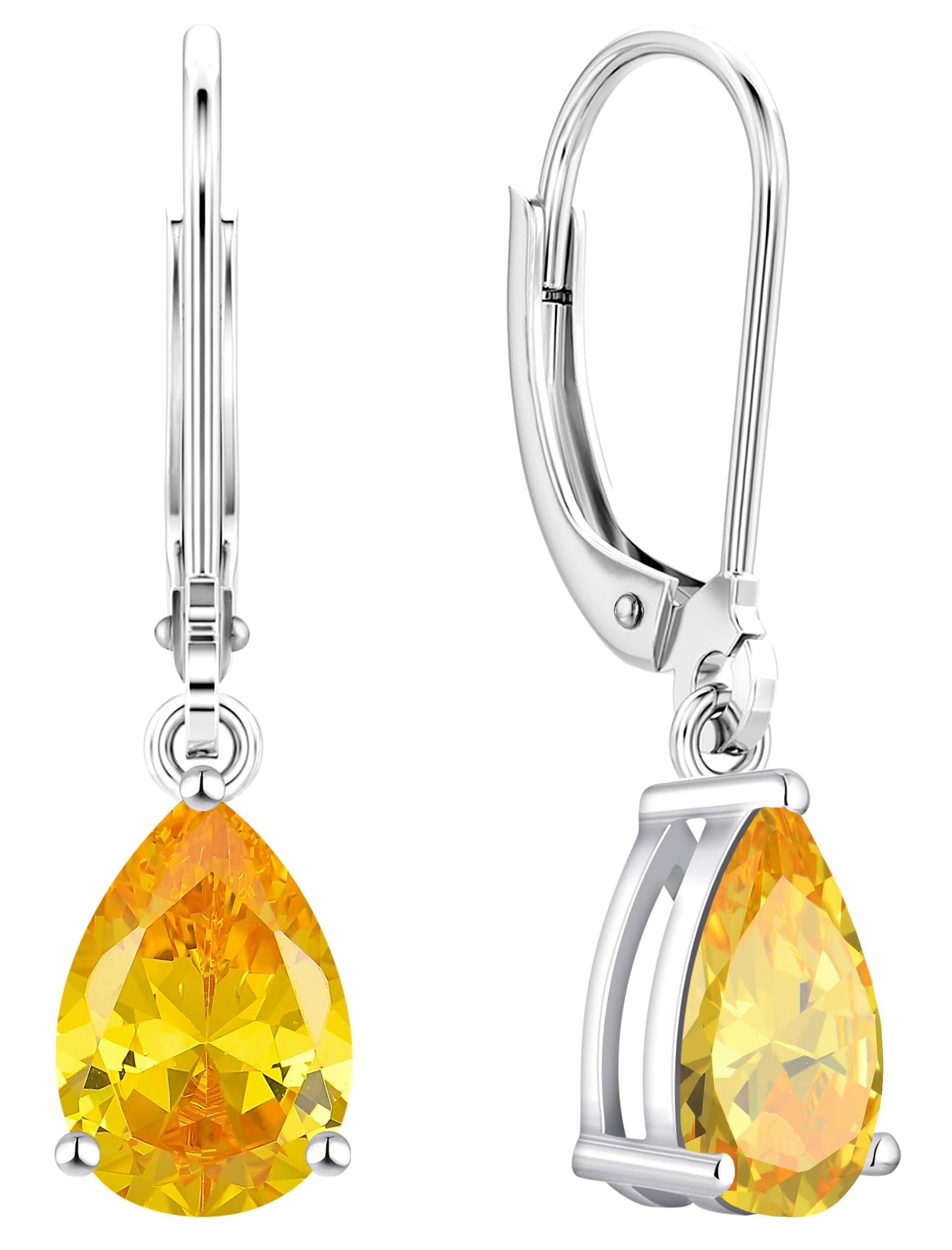 YL 925 Sterling Silver Teardrop Dangle Drop Earrings for Women 7x10 MM Solitaire Created Topaz Leverback Jewelry