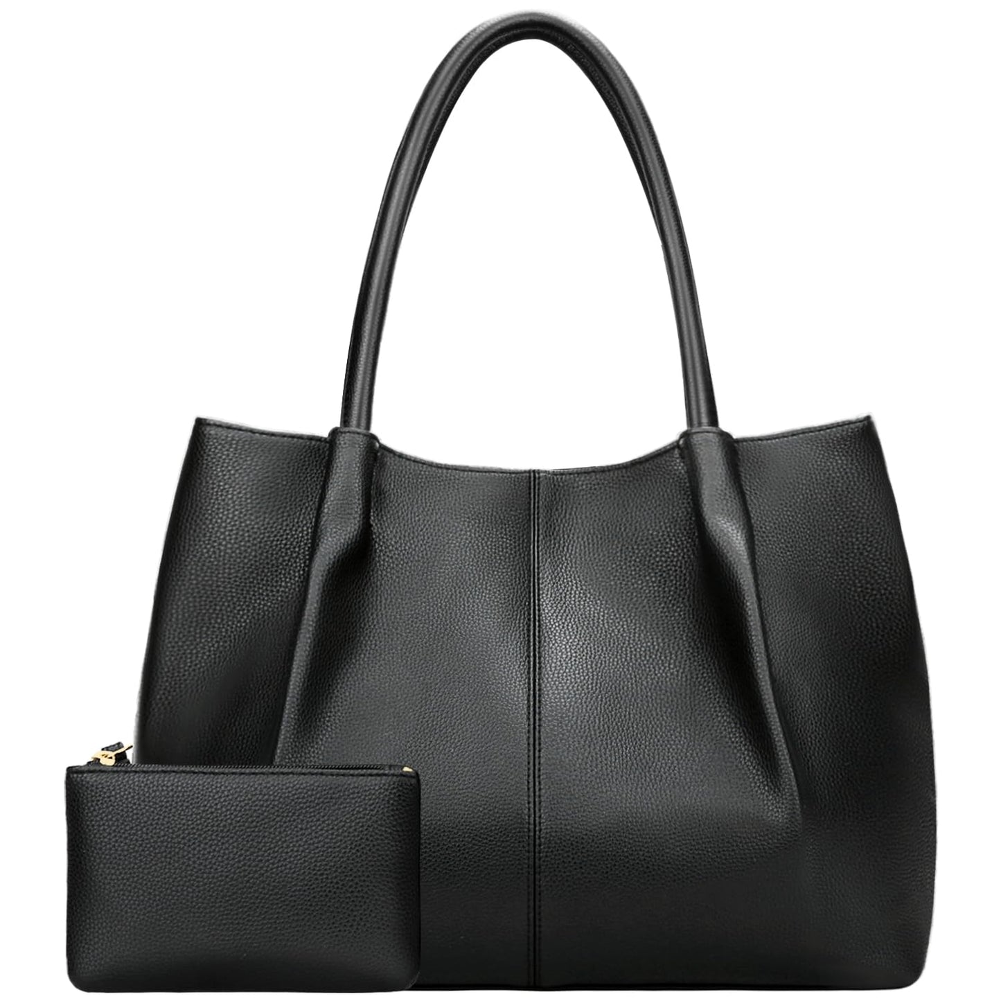 KKXIU Tote Bag for Women Vegan Leather Shoulder Purse Large Capacity Travel Bag (Black)