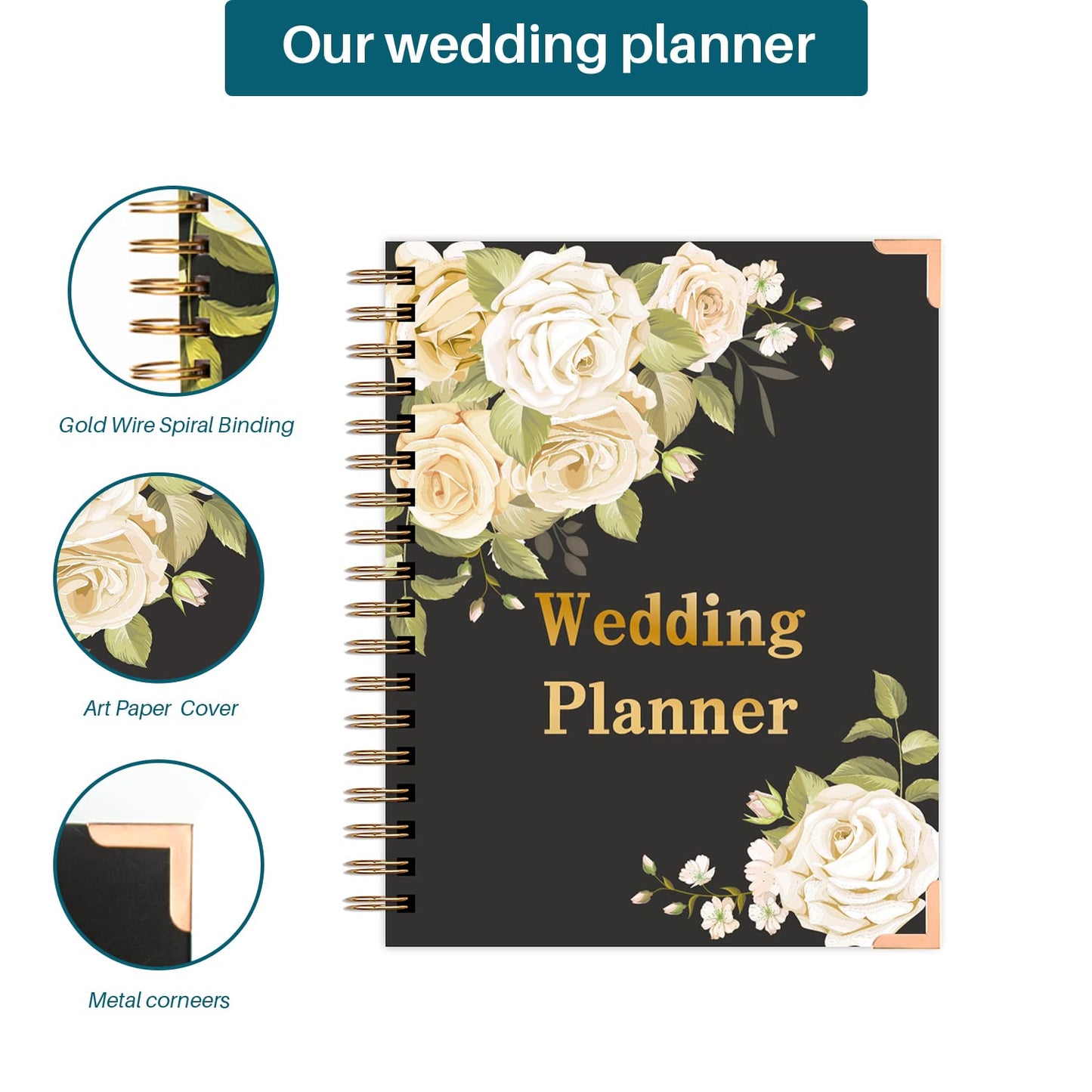 Wedding Planner - Wedding Planner Book and Organizer for the Bride, Wedding Planner Book Unique Engagement Gift for Newly Engaged Couples - Hardcover Bridal Planning Wedding Notebook 11" x 9"