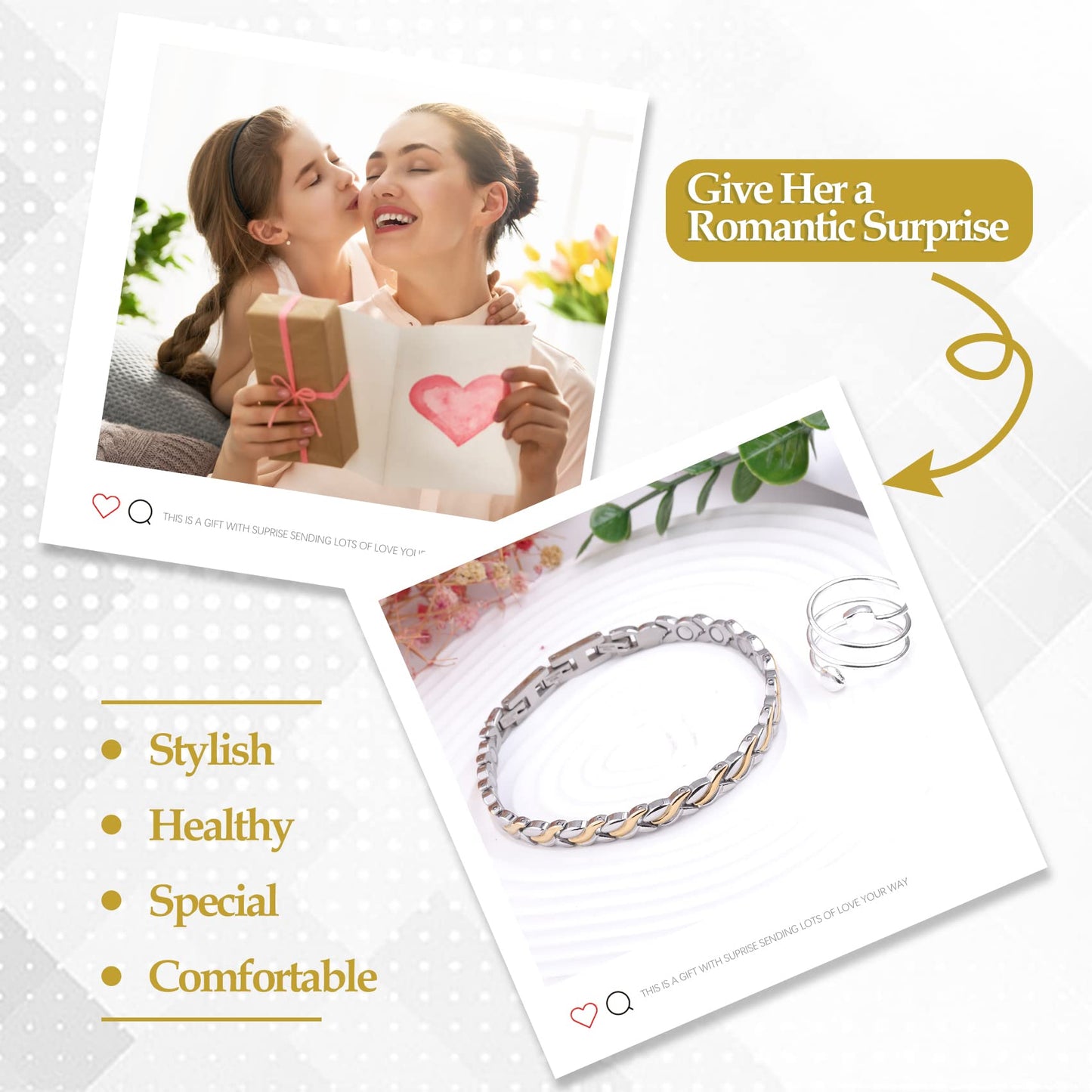 Jecanori Magnetic Bracelets for Women, Titanium Steel Wristband Brazaletes,Valentine's Day Gifts with Sizing Tool (Mermaid Series)