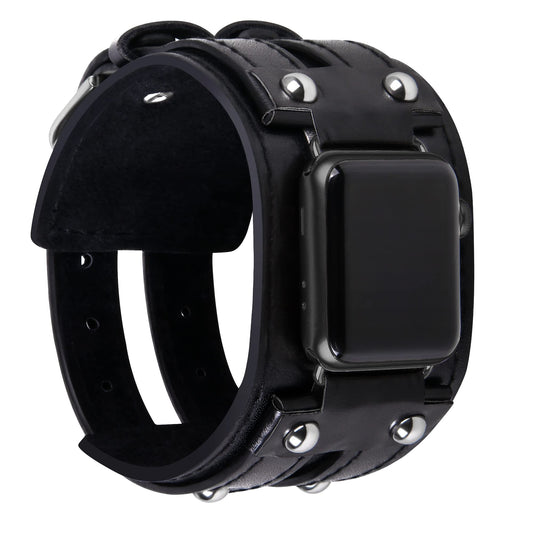 VIQIV Leather Bangle Watch Band for Apple Watch Series 8, 7, 6, 5, 4, 3, 2, 1, 8.5"-160mm