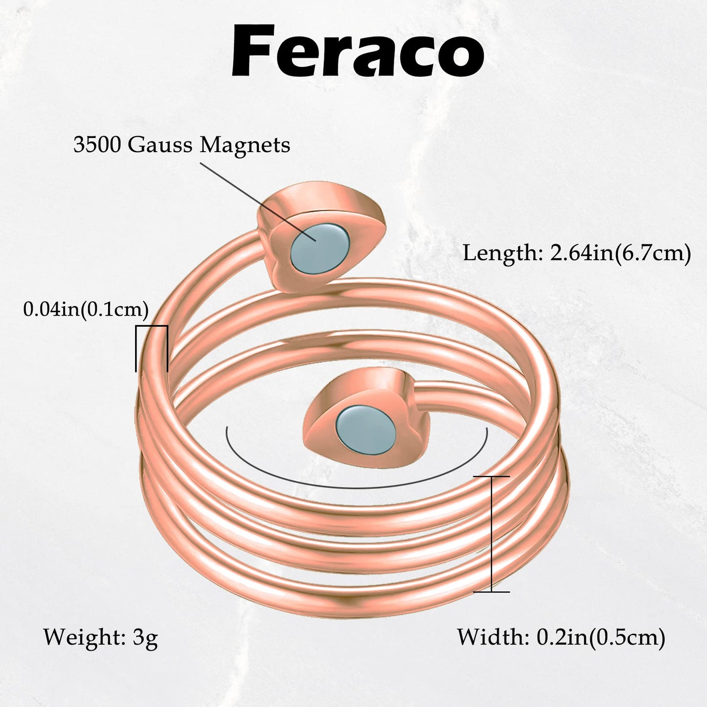 Feraco 2 PCS Magnetic Rings for Women,99.99% Pure Copper Thumb Magnetic Fingers Ring,Valentine's Day Gifts for Womens