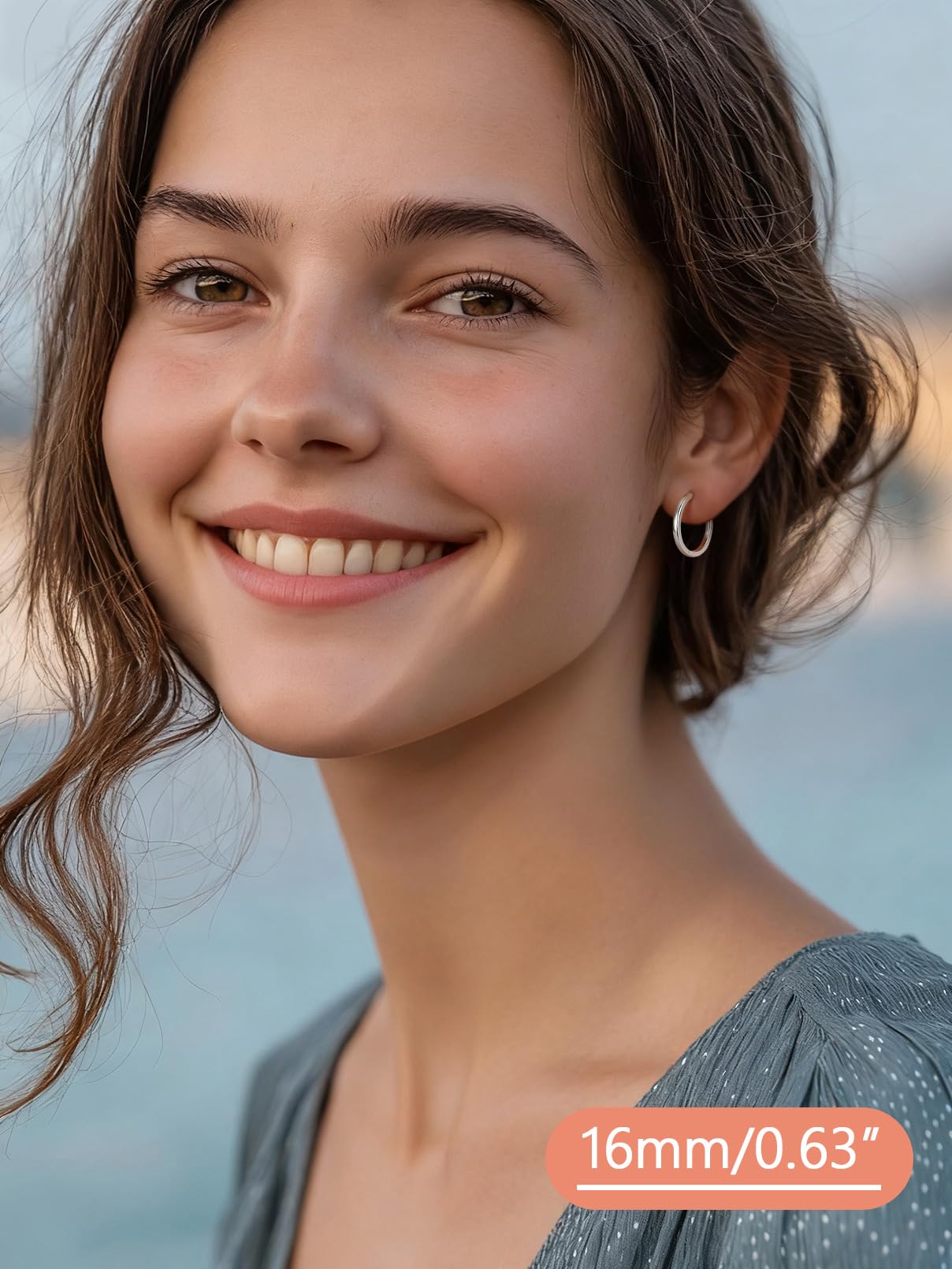 FaithHeart Hoop Earrings for Women, Silver Hypoallergenic Huggie Hoop Earrings, Small Cartilage Earrings for Women 16mm, Send Gift Box