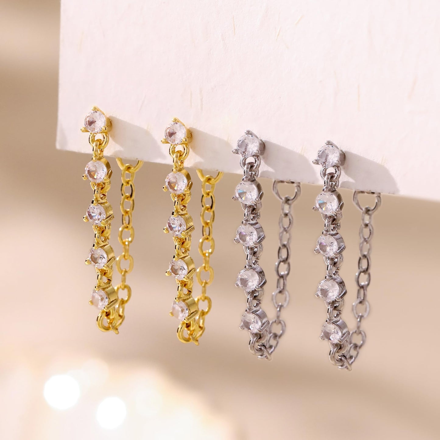 Solistra Silver Dangle Earrings for Women Triple Trendy Diamond Drop Earring Hypoallergenic Earrings for Women Wedding Jewelry Valentines Day Gifts for Her