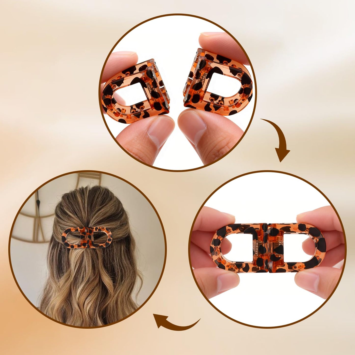 Magnetic Hair Clips for Women - Strong Hold No-Slip No Crease 2-in-1 Hair Styling Clips, Gentle on All Hair Types for Easy Everyday Hairstyles (A: Leopard & Black)