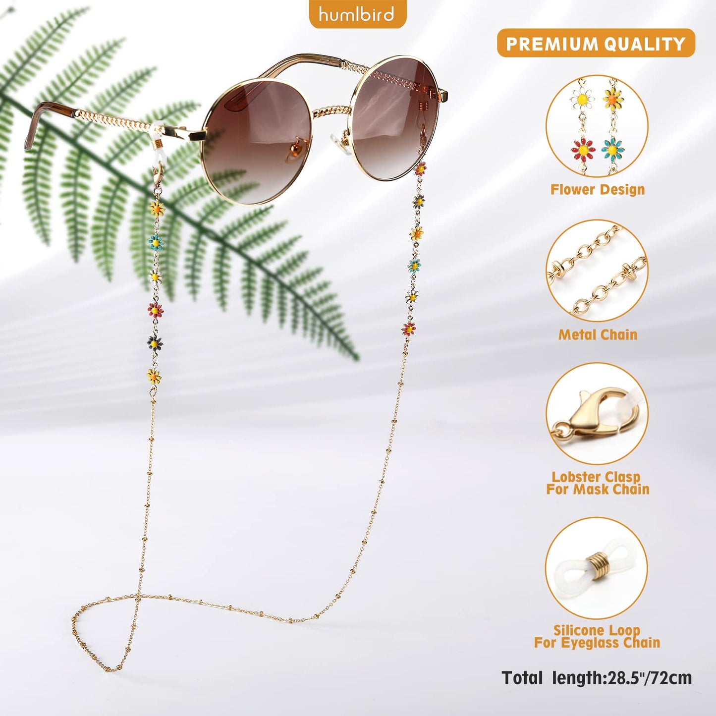 humlbird Eyeglass Chain for Women Stylish Mask Lanyard Flower Mask Chain Eye Glasses Holder Strap Multi-Color